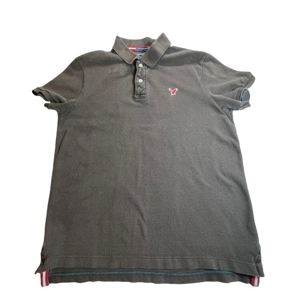 American Eagle Outfitters Men’s Brown SS Polo Vintage Fit Red Eagle Logo Size XL - Picture 1 of 7
